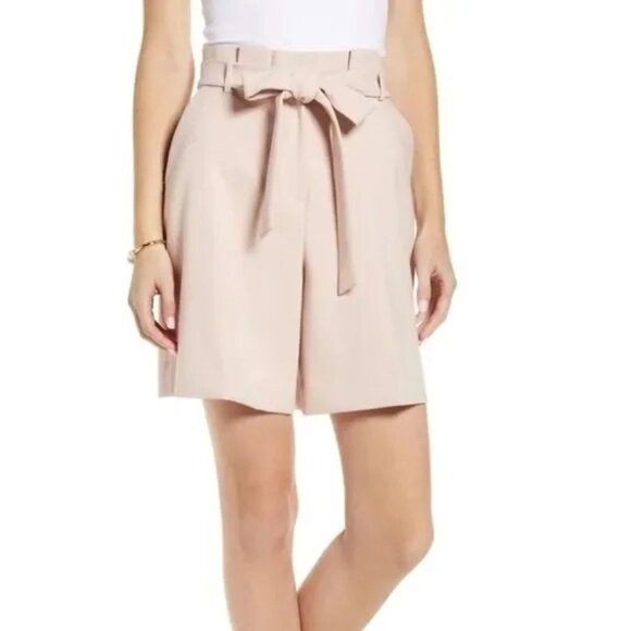 Rachel Parcell Paperbag Twill Short Womens 2 Blush Pink High Rise Tie Front - Picture 1 of 13